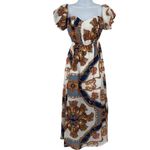 L'atiste by Amy Y2K Baroque Maxi Dress Sz S Chain Print Boho Puff Sleeve Resort White Photo 1