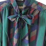 Vintage Button Down Stripe Dress Shirt Bow Neck 70 80s Sterling Cooper Blue Photo 4