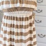 Forever 21 Strapless Oatmeal Taupe Striped Mini Dress Knit Beach Coverup Womens Small Photo 0