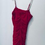 Forever 21 NWT Rhinestone Ruched Mini Dress sz Large shocking pink Photo 34