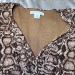 Liz Claiborne Snake Print Blouse Womens Medium Brown V Neck Business Chic Photo 4