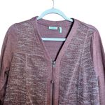 LOGO Lounge Cardigan Womens Medium Multicolor Lace Hem Stretch Zippered Sweater Photo 1