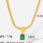 Emerald Green Diamond Crystal Gem Gold Chain Necklace Photo 3