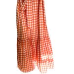 Emory park Orange White Gingham Puff Sleeve Midi Tie Waist Dress Size Small Photo 8