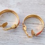 Vintage Clip On Earrings Orange & Gold Tone Hoops Photo 7