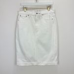 J.Crew White Denim Midi Skirt Stretch High Waisted Pockets Classic US 12 NWT Photo 4