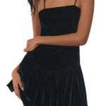 Maeve Drop-Waist Velvet Mini Dress - Black Photo 0