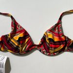 Sunsets Terra Cotta Tribal Print Bikini Top NWT Small Underwire Removable Pads Red Photo 1