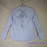 MICHAEL Michael Kors Blue & White Striped "Hampton" Tie Neck Blouse, M Size M Photo 1