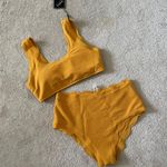 Zaful Mustard Yellow Scalloped High Rise Bikini Photo 0