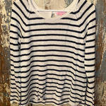 Lilly Pulitzer Intarsia True Navy Blue and White Striped Sweater, size Medium Photo 0