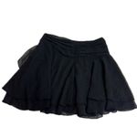 Aerie  Skirt Womens Small Black Chifon Wrap Ruffle Tie Waist Mini Photo 4