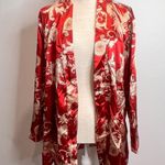 Escalier Satin Wine and Gold Short Tie Kimono Robe Size XL SKU#C24350 Red Photo 2