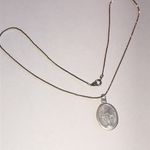 Vintage Silver Tone Religious Catholic Pendant Necklace Photo 3