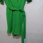 FRAICHE BY J Surplice Flutter Sleeve Romper In Green Vacation Cruise Size L Size L Photo 4