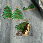 High Sierra Vintage Penguin Holiday Denim Button Up Sz Shirt Medium Jean Christmas Photo 2