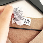 Joseph A . Gold Knit Sweater Crochet Lace Bell Sleeves V-Neck Holiday Chic M Photo 3