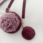 TSD12 Suede Leather Pompom Circle Crossbody Bag in Maroon Retail $373 Photo 3
