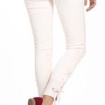 Anthropologie Leifsdottir Cream Cropped Pants with Lace Up Hem White Size 12 Photo 1