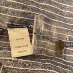 Garnet Hill Garnett Hill European Flax Linen Engineer Stripe Ruffle Blue White Dress 0 Photo 7