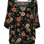Liberty Love ‎ Women's Black Floral Red Yellow Green Short Sleeve Blouse Size 2XL Photo 0