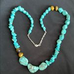Howlite & tiger’s eye EUC necklace. Genuine gemstone in variety of shapes Blue Photo 0