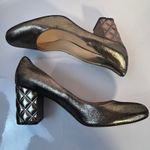 Karl Lagerfeld Paris Metallic Quilted Block Heel Pumps Bronze Gold Size 11 Photo 3