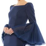 Mac Duggal  11233 Womens Navy Flounce Sleeve Square Neck Column Gown Photo 3