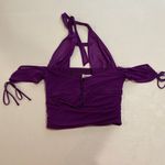Oh Polly  Purple Mesh Ruched Halter Crop Top Women’s Size 6 Photo 1