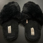 Victoria's Secret ‎ PINK Black Faux Fur Fuzzy Slide Slippers Comfy Cozy Photo 0