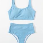 SheIn Medium High waisted cheeky baby blue scoop neck bikini​ Photo 1