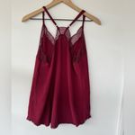 Victoria's Secret Maroon lace‎ trim sleeveless pajama top, sheer size medium Photo 2