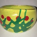 Size 8 Yellow Green & Red Resin Boho Fashion Dome Statement Ring Photo 4
