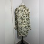 Glam  zebra striped oversized button down top green and cream M Photo 2