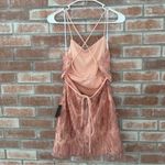 Lulus Making Magic Blush Pink Fringe Lace-Up Mini Dress NEW Women’s Medium Party Photo 6