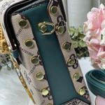 Fluffy Bear Decor Top Handle Purse, Faux Leather, Removable strap. Green strap Brown Photo 2