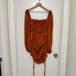 PRETTY LITTLE THING | Burnt Orange Ruched Form Long Sleeve Bodycon Mini Dress, 2 Photo 1