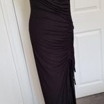 Good American  Women's SLINKY JERSEY MIDI DRESS  Black Ruched Bodycon Size 3/L Photo 3