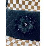 Vera Bradley Classic Black Microfiber Gigi Baguette Evening Purse With Flower Photo 3
