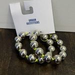 Urban Outfitters NWT  Neon Threaded Silver Ball Large Hoop Earrings Photo 0