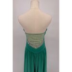 La Femme  Spearmint Net Jersey V-Neck Gathered Bodice Gown Sz 6 New Photo 4