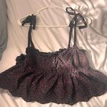 Urban Outfitters Blue With Red Floral Tie Strap Top Photo 0