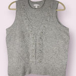 Charter Club Grey Knit Pearl Sleeveless Sweater Vest Medium Photo 0