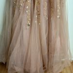 Mac Duggal  EMBELLISHED V NECK LONG SLEEVE A LINE GOWN size 14 in pink Photo 9