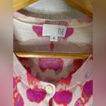 TSE  Button Down Short Sleeve Cashmere Cardigan Pink Floral Medium Photo 2