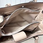 Nine West Beige Floral Tote with Pink and White Accents Photo 8