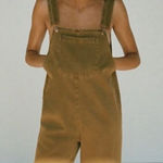 ZARA Jamie Jumpsuit Sz Small Denim Romper Bib Overall in Brown Mustard Photo 0