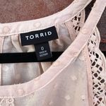 Torrid  Orange Cotton High Neck Polka Dot Textured Tank with Lace Detail Size 0 Photo 3