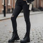 Black Military Combat Ankle Boot Lug Platform Low Block Heel EU Sz 36 US Sz 6 Photo 1