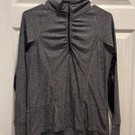 Champion  Women's Gray Heather Ruched Mock Neck Quarter Zip Athletic Pullover L Photo 0